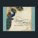 Peacock & Feathers Formeel Vrijgezellenfeest Aqua  Uitnodiging Briefkaart<br><div class="desc">PAPIERSELECTIE: Briefkaarten worden afgedrukt op een zeer mooie, zeer zware voorraad die glanzend is aan de voorkant en matte afwerking aan de achterkant. COLOR PALETTE: tan, royal blue, green, en roest. ONTWERP: Dit antiek , geïnspireerde bruiloft collectie heeft een volledig samenstel van producten en kan in verschillende kleuren worden gemaakt....</div>