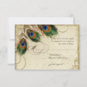 Peacock & Feathers Formele RSVP Reactie Groen Tan Kaartje (Achterkant)