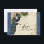 Peacock & Feathers Formele RSVP Reactie Marine Bla<br><div class="desc">DOCUMENT SELECTIE: Dit wordt getoond op "basisdocument", zou een andere grote keus "metaalijs"zijn dat een schone witte, geparelliseerde glinsterende oppervlakte is. Het zou ook mooi zijn op "Champagne Metallic" linnen, vilt of een van de andere keuzes. KLEUR PALET: horizon blauw, tan, crème marineblauw, groen en roest. ONTWERP: Deze antiek geïnspireerde...</div>