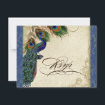 Peacock & Feathers Formele RSVP Reactie Marine Bla<br><div class="desc">DOCUMENT SELECTIE: Dit wordt getoond op "basisdocument", zou een andere grote keus "metaalijs"zijn dat een schone witte, geparelliseerde glinsterende oppervlakte is. Het zou ook mooi zijn op "Champagne Metallic" linnen, vilt of een van de andere keuzes. KLEUR PALET: horizon blauw, tan, crème marineblauw, groen en roest. ONTWERP: Deze antiek geïnspireerde...</div>
