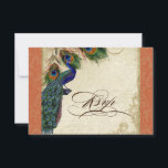 Peacock & Feathers Formele RSVP Reactie Sinaasappe<br><div class="desc">DOCUMENT SELECTIE: Dit wordt getoond op "basisdocument", zou een andere grote keus "metaalijs"zijn dat een schone witte, parel glinsterende oppervlakte is. Het zou ook mooi zijn op "Champagne Metallic" linnen, vilt of een van de andere keuzes. KLEUR PALET: sinaasappel, tan, crème koningsblauw, groen en roest. ONTWERP: Deze antiek geïnspireerde RSVP-antwoordkaart...</div>