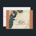 Peacock & Feathers Formele RSVP Reactie Sinaasappe<br><div class="desc">DOCUMENT SELECTIE: Dit wordt getoond op "basisdocument", zou een andere grote keus "metaalijs"zijn dat een schone witte, parel glinsterende oppervlakte is. Het zou ook mooi zijn op "Champagne Metallic" linnen, vilt of een van de andere keuzes. KLEUR PALET: sinaasappel, tan, crème koningsblauw, groen en roest. ONTWERP: Deze antiek geïnspireerde RSVP-antwoordkaart...</div>