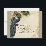 Peacock & Feathers Formele RSVP Reactie Taupe Tan<br><div class="desc">DOCUMENT SELECTIE: Dit wordt getoond op "basisdocument", zou een andere grote keus "metaalijs"zijn dat een schone witte, geparelliseerde glinsterende oppervlakte is. Het zou ook mooi zijn op "Champagne Metallic" linnen, vilt of een van de andere keuzes. KLEUR PALET: taupe, aqua blauw, tan, crème koningsblauw, groen en roest. ONTWERP: Deze antiek...</div>