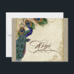 Peacock & Feathers Formele RSVP Reactie Taupe Tan<br><div class="desc">DOCUMENT SELECTIE: Dit wordt getoond op "basisdocument", zou een andere grote keus "metaalijs"zijn dat een schone witte, geparelliseerde glinsterende oppervlakte is. Het zou ook mooi zijn op "Champagne Metallic" linnen, vilt of een van de andere keuzes. KLEUR PALET: taupe, aqua blauw, tan, crème koningsblauw, groen en roest. ONTWERP: Deze antiek...</div>