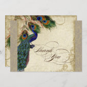 Peacock Feathers Formulier Dank je wel Taupe Notitiekaartje (Voorkant / Achterkant)