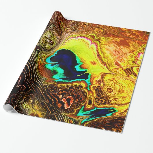 Peacock Feathers Fractal Wrapping Paper Cadeaupapier (Uitgerold)