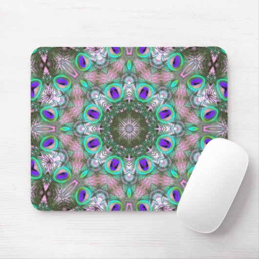 Peacock Feathers Geometric Mandala Mousepad Muismat (Met muis)
