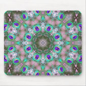 Peacock Feathers Geometric Mandala Mousepad Muismat (Voorkant)
