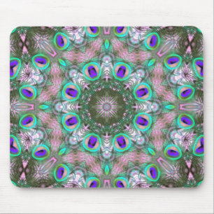 Peacock Feathers Geometric Mandala Mousepad Muismat