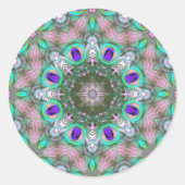 Peacock Feathers Geometric Mandala Sticker (Voorkant)