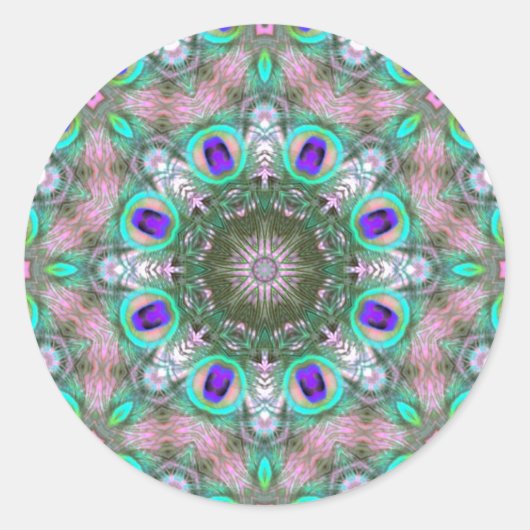 Peacock Feathers Geometric Mandala Sticker (Voorkant)