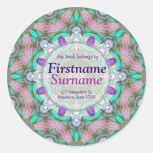 Peacock Feathers Geometrische Mandala Boekplaat Ronde Sticker