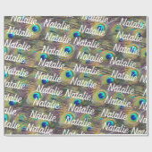 Peacock Feathers gepersonaliseerd geschenkpapier Cadeaupapier (Vlak)