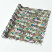 Peacock Feathers gepersonaliseerd geschenkpapier Cadeaupapier (Uitgerold)