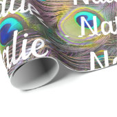 Peacock Feathers gepersonaliseerd geschenkpapier Cadeaupapier (Rol Hoek)