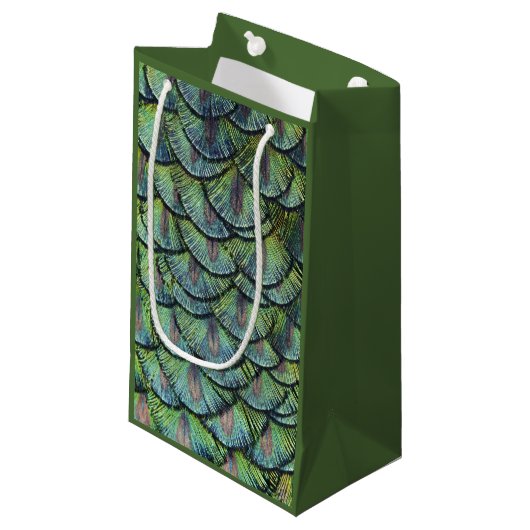 Peacock Feathers Gift Bag Klein Cadeauzakje (Voorkant Gekanteld)