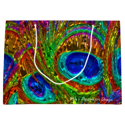 Peacock Feathers Glass Art 1 Large Cadeautasje (Voorkant)