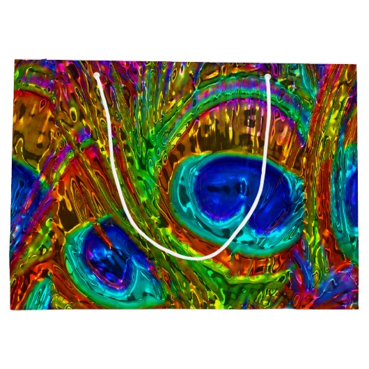 Peacock Feathers Glass Art 1 Large Cadeautasje (Achterkant)