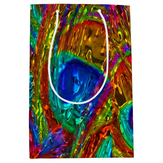 Peacock Feathers Glass Art 1 Medium Cadeauzakje (Voorkant)