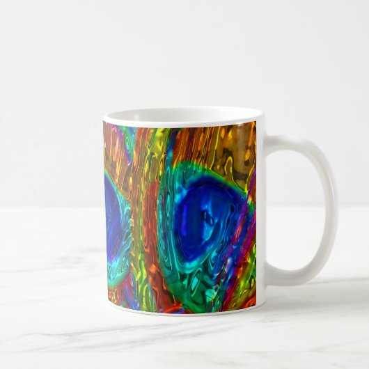 Peacock Feathers Glass Art 1 Mok (Rechts)