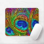 Peacock Feathers Glass Art 1 Mousepad Muismat (Met muis)