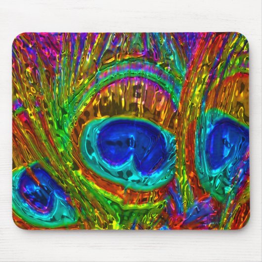 Peacock Feathers Glass Art 1 Mousepad Muismat (Voorkant)