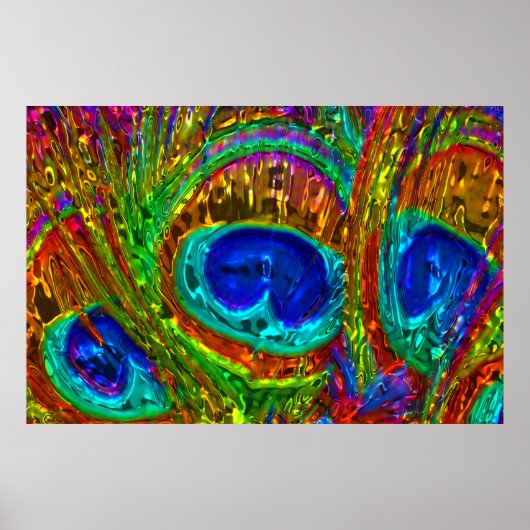 Peacock Feathers Glass Art 1 Poster (Voorkant)