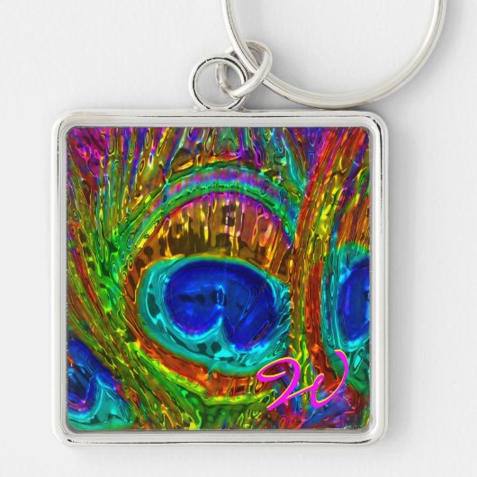 Peacock Feathers Glass Art. 1 Sleutelhanger (Voorkant)