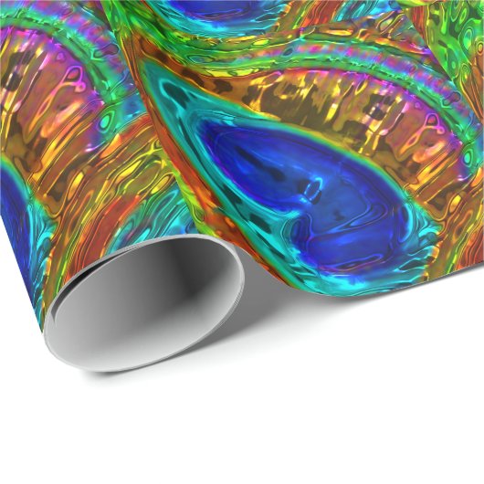 Peacock Feathers Glass Art 1 Verpakkingspapier Cadeaupapier (Rol Hoek)