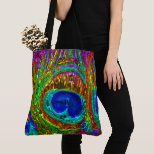 Peacock Feathers GlassArt1 All-Over-Print Canvas t Tote Bag
