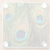Peacock Feathers Glazen Onderzetter (Achterkant)