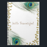 Peacock Feathers & Gold Boho Glam Elegant Notitieboek<br><div class="desc">Peacock Feathers & Gold Boho Glam Elegant Journal Notitieboek. Pas de voorzijde met of zonder tekst aan.</div>
