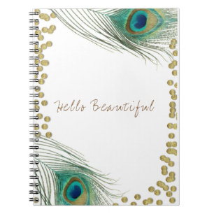 Peacock Feathers & Gold Boho Glam Elegant Notitieboek