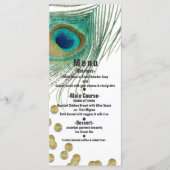 Peacock Feathers & Gold Boho Glam Party Menu Kaart (Voorkant)