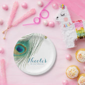 Peacock Feathers & Gold Boho Glam Party Papieren Bordje (Feest)