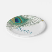 Peacock Feathers & Gold Boho Glam Party Papieren Bordje (Gekanteld)