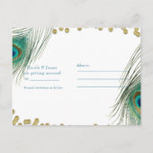 Peacock Feathers & Gold Boho Glam Save the Date Aankondigingskaart (Achterkant)