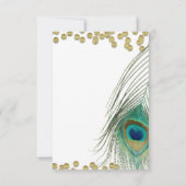 Peacock Feathers & Gold Boho Glam Table Number Kaart (Achterkant)