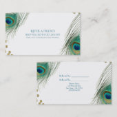 Peacock Feathers & Gold Boho Glam Verwijs een Vrie Aanbevelingskaartje (Voorkant / Achterkant)