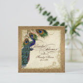 Peacock & Feathers  Gold Damask Scrollwork Kaart (Staand voorkant)