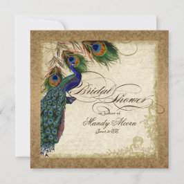 Peacock & Feathers  Gold Damask Scrollwork Kaart