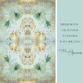 Peacock Feathers Gold en Dusty Blue Decoupage Tissuepapier