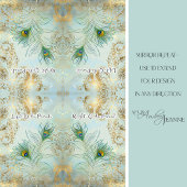 Peacock Feathers Gold en Dusty Blue Decoupage Tissuepapier