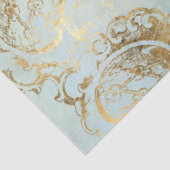 Peacock Feathers Gold en Dusty Blue Decoupage Tissuepapier (Detail)