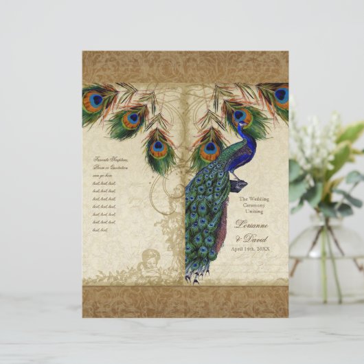 Peacock & Feathers  Gold Kijk Damask Swirl (Staand voorkant)