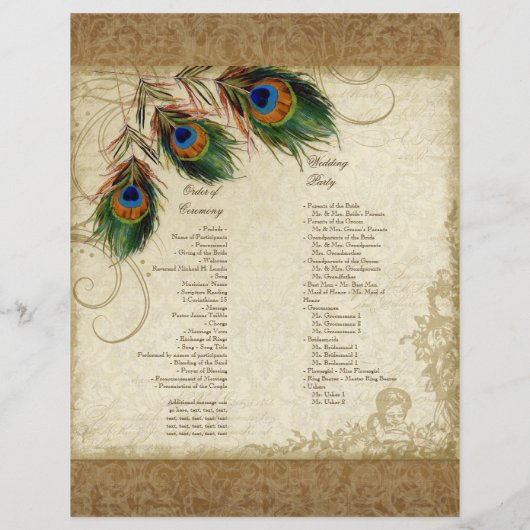 Peacock & Feathers  Gold Kijk Damask Swirl (Achterkant)