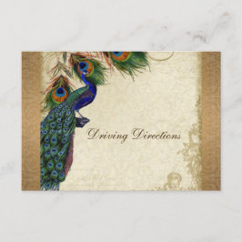 Peacock & Feathers  Gold Kijk Damask Swirl Informatiekaartje