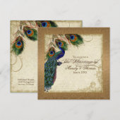 Peacock & Feathers Gold Kijk Damask Swirl Kaart (Voorkant / Achterkant)