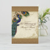 Peacock & Feathers  Gold Kijk Damask Swirl Kaart (Staand voorkant)