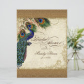 Peacock & Feathers Gold Kijk Damask Swirl Kaart (Staand voorkant)